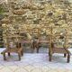 Ancient Baoulé African chairs in carved wood, Wabi-Sabi.