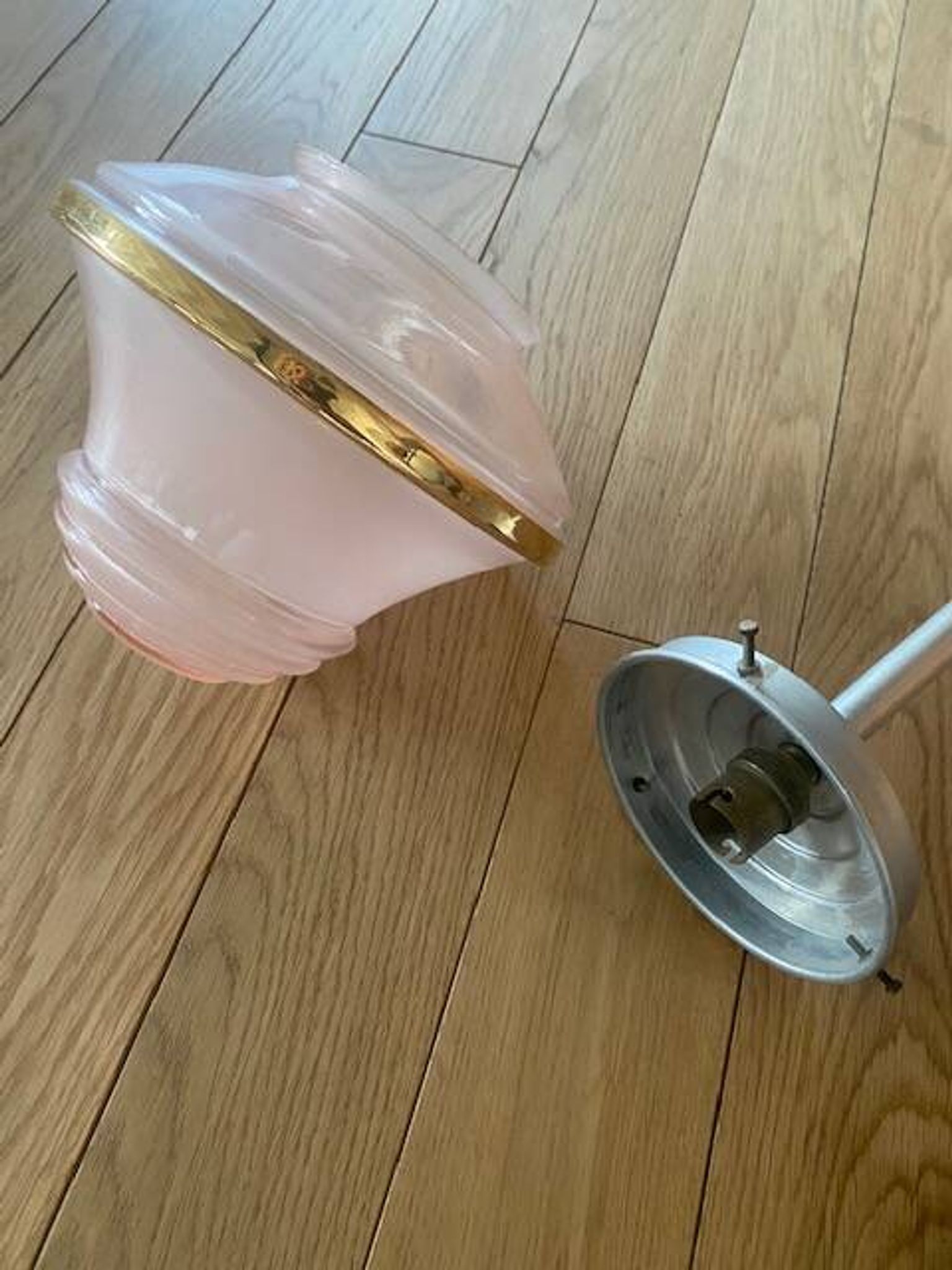 Pink glass pendant light