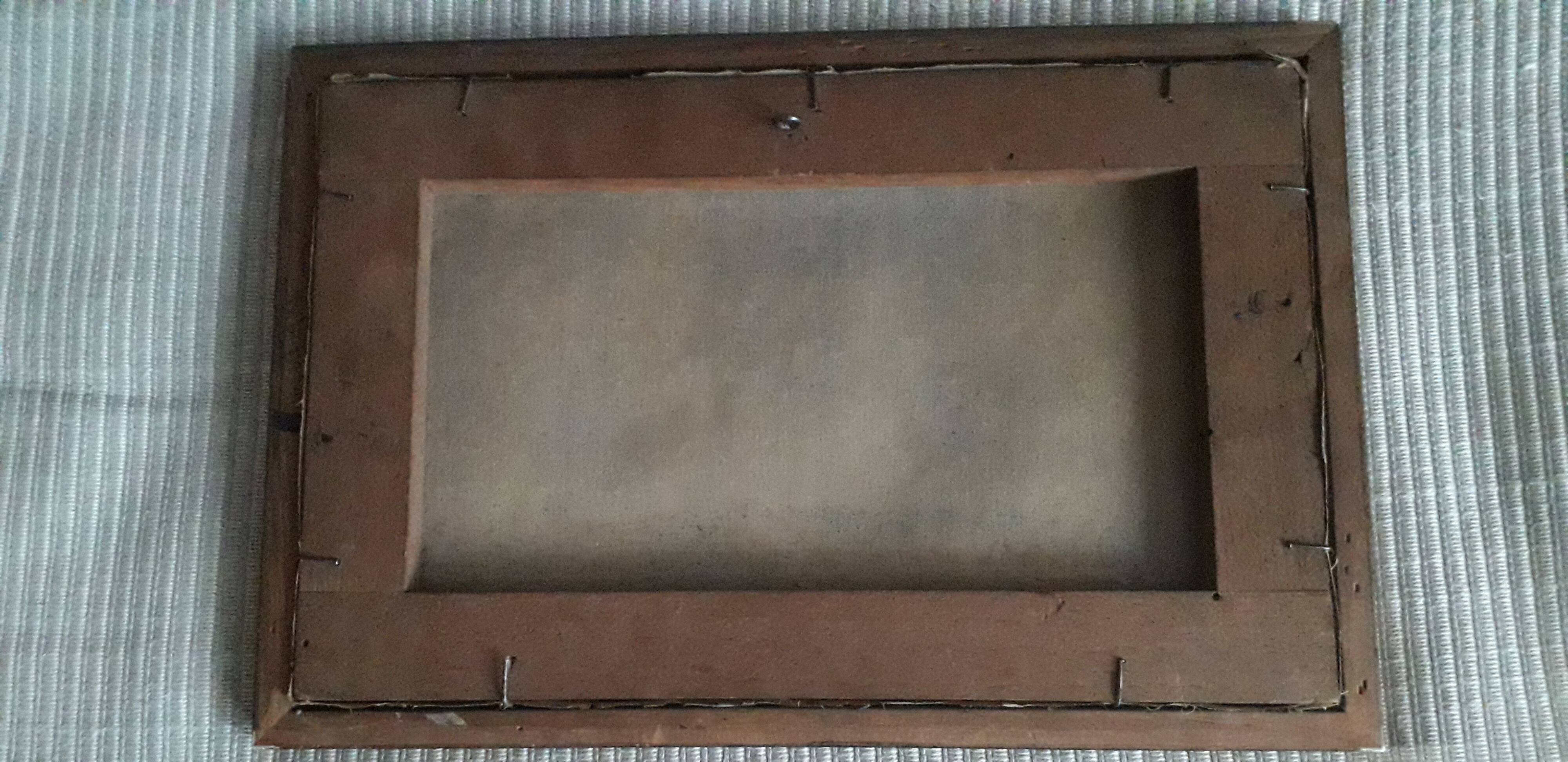 Old oil painting representing a landscape