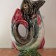 Vase or pitcher in dabbling shaped on Onnaing's earthenware fish. Art Nouveau period. Perfect condition