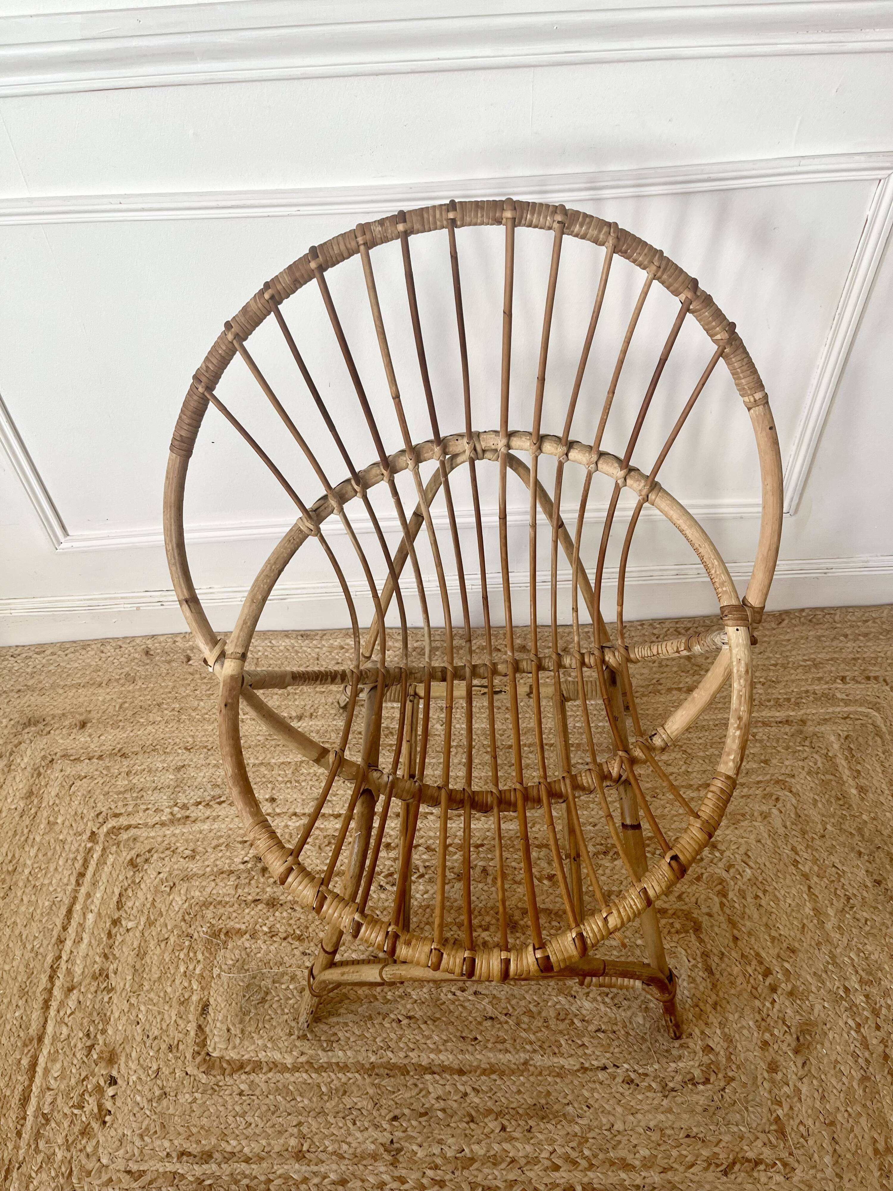 7 vintage rattan armchairs