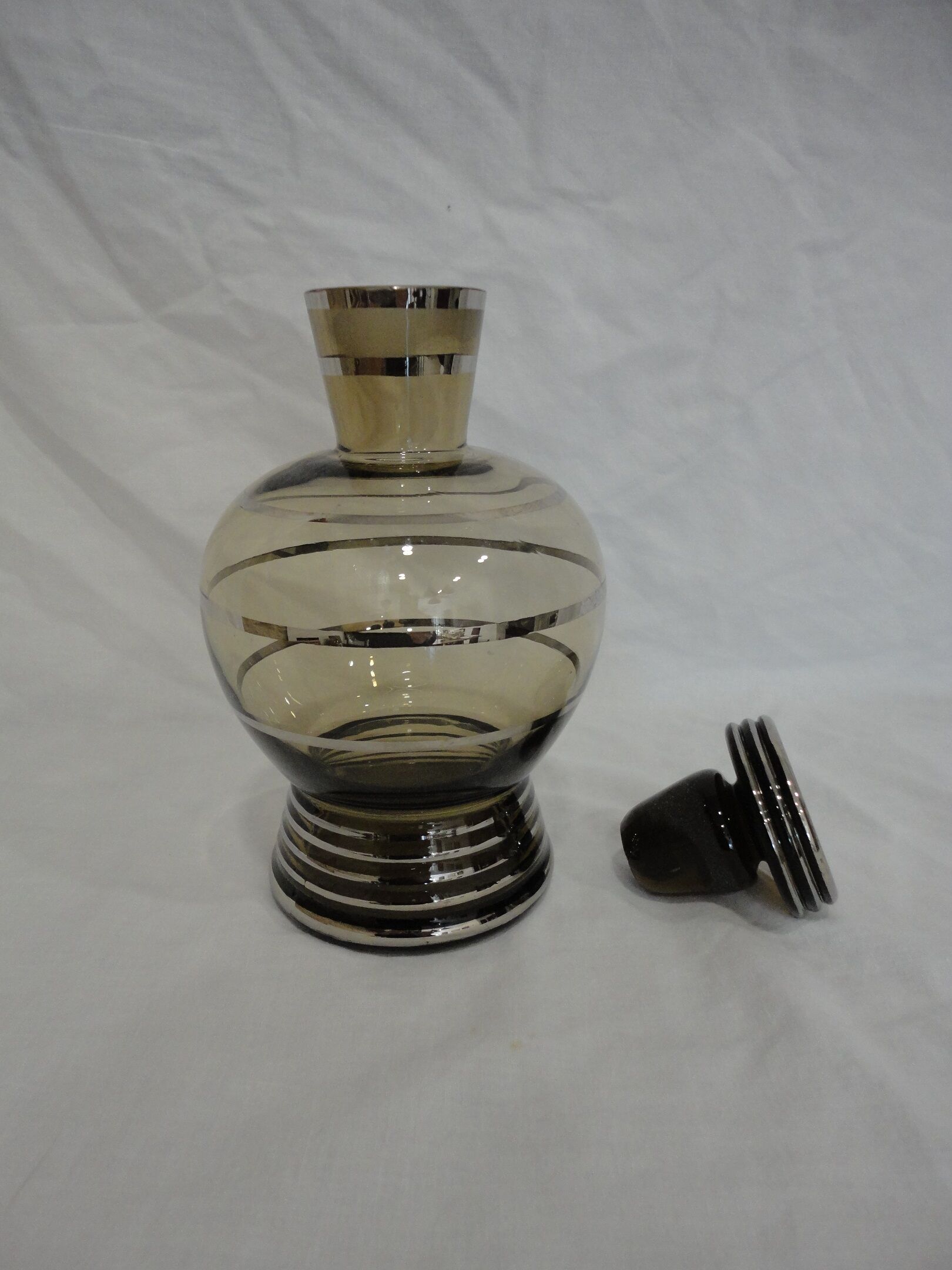Vintage silver and smoked glass carafe