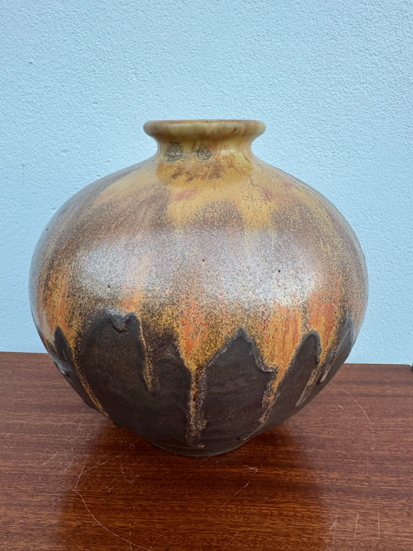 Large flared stoneware vase Art Deco