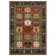 Hand-Knotted Wool Area Rug, Red Geometric Botanical Carpet for Living Room