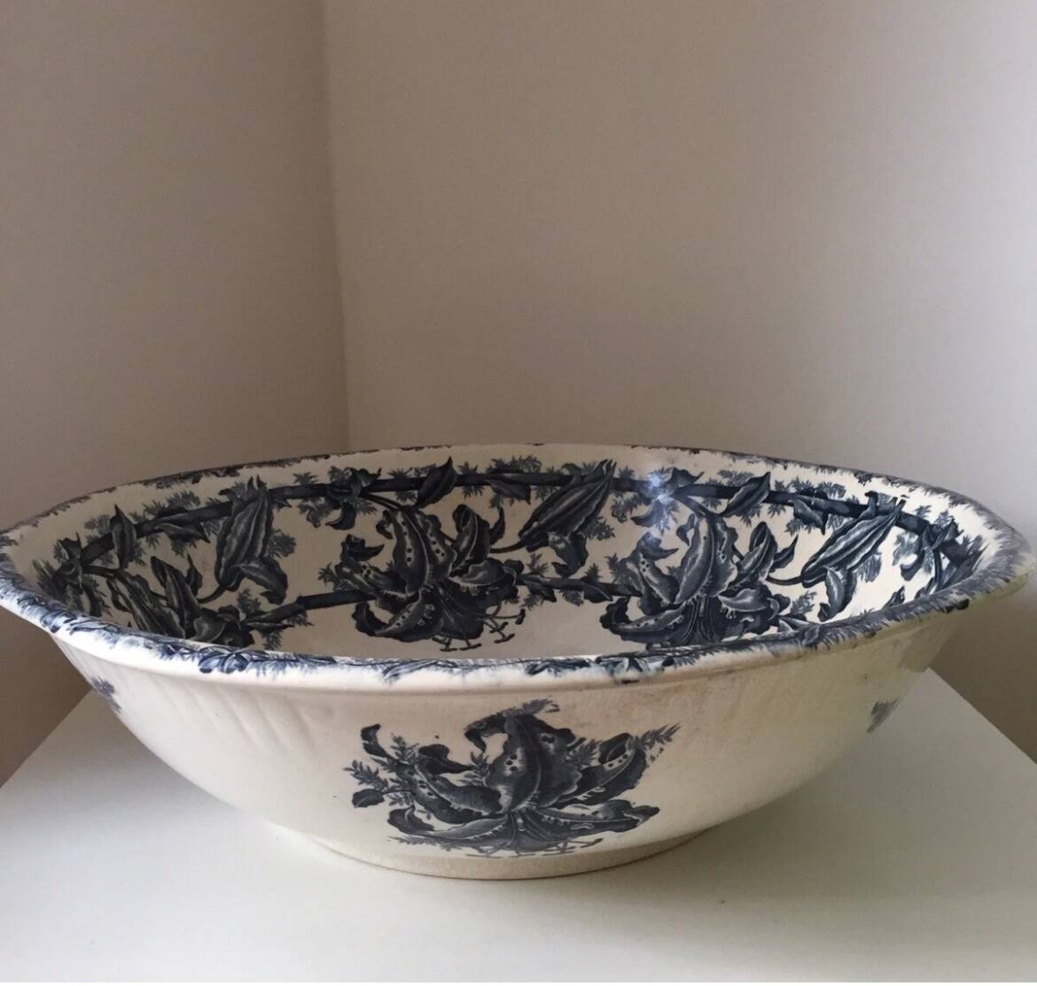 Antique large toilet bowl Nimy Lis Belgium Terre de Fer