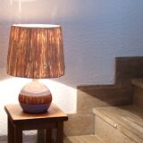 Ceramic lamp by Christian Muratore, raffia shade