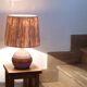 Ceramic lamp by Christian Muratore, raffia shade