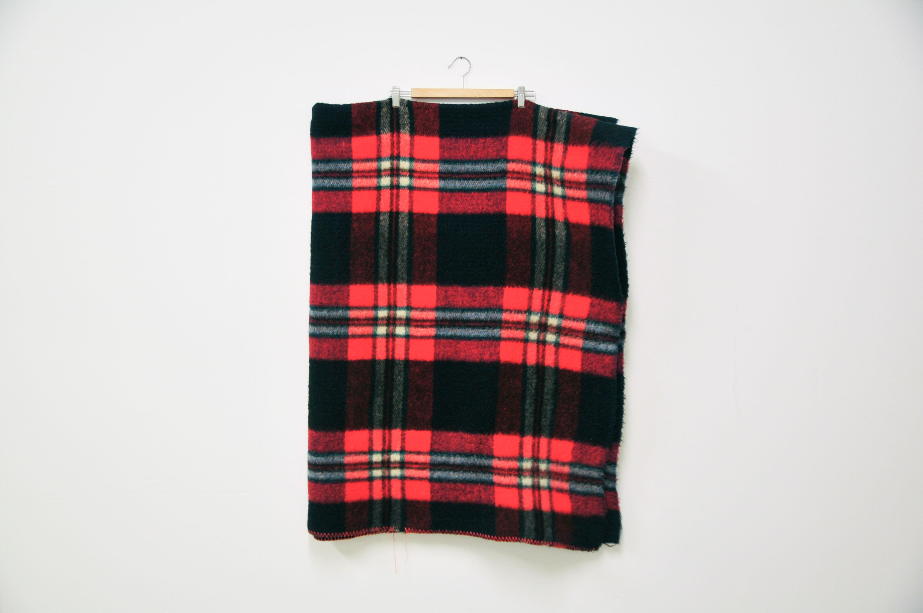 blue & red checkered vintage wool blanket