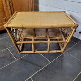 Table basse en rotin vintage