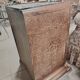 Pair of Art Deco half-moon bedside tables in walnut veneer and black marble.