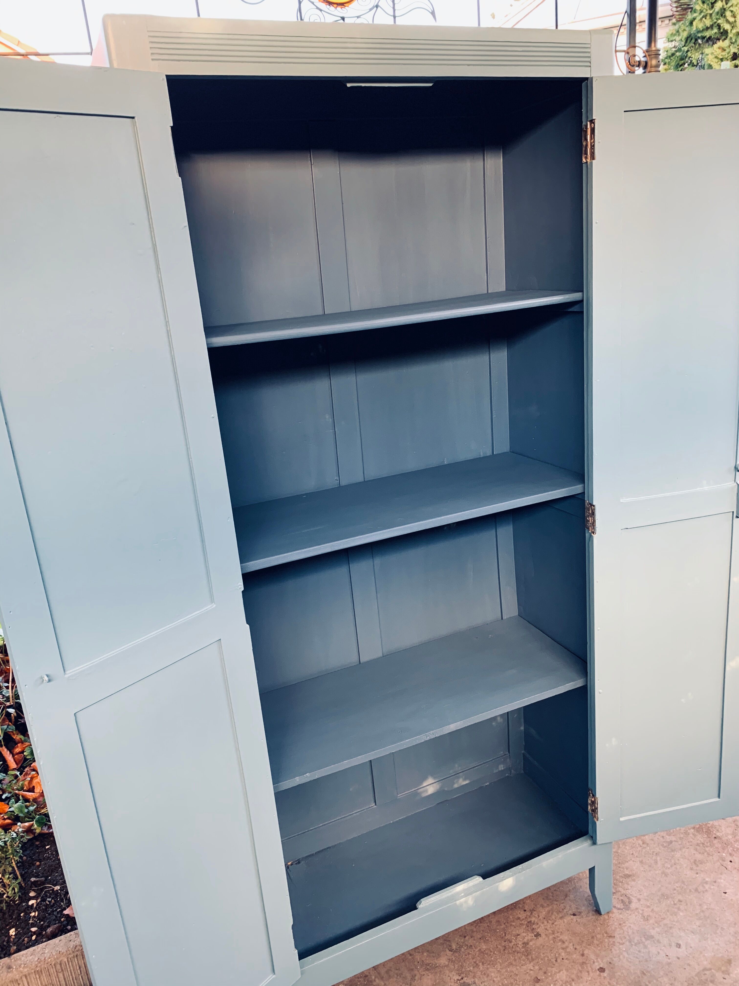 Blue grey parisian wardrobe