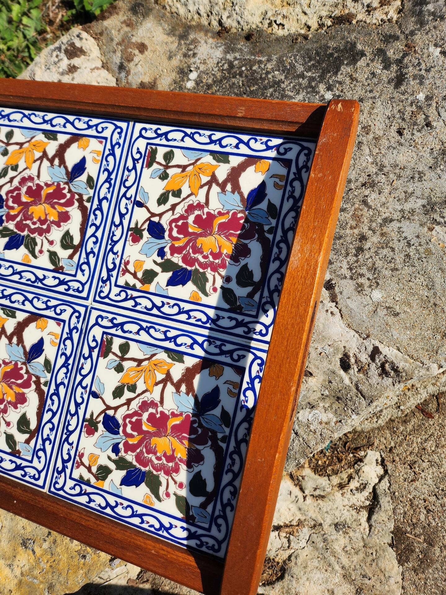 Large Gien peony platter