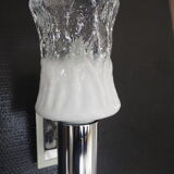 Torch type wall lamp in transparent and white glass