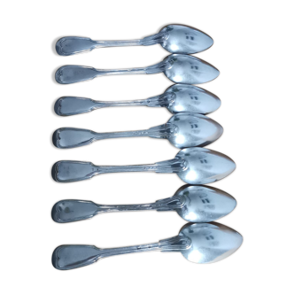 Ensemble de 7 cuillères à soupe en métal argenté