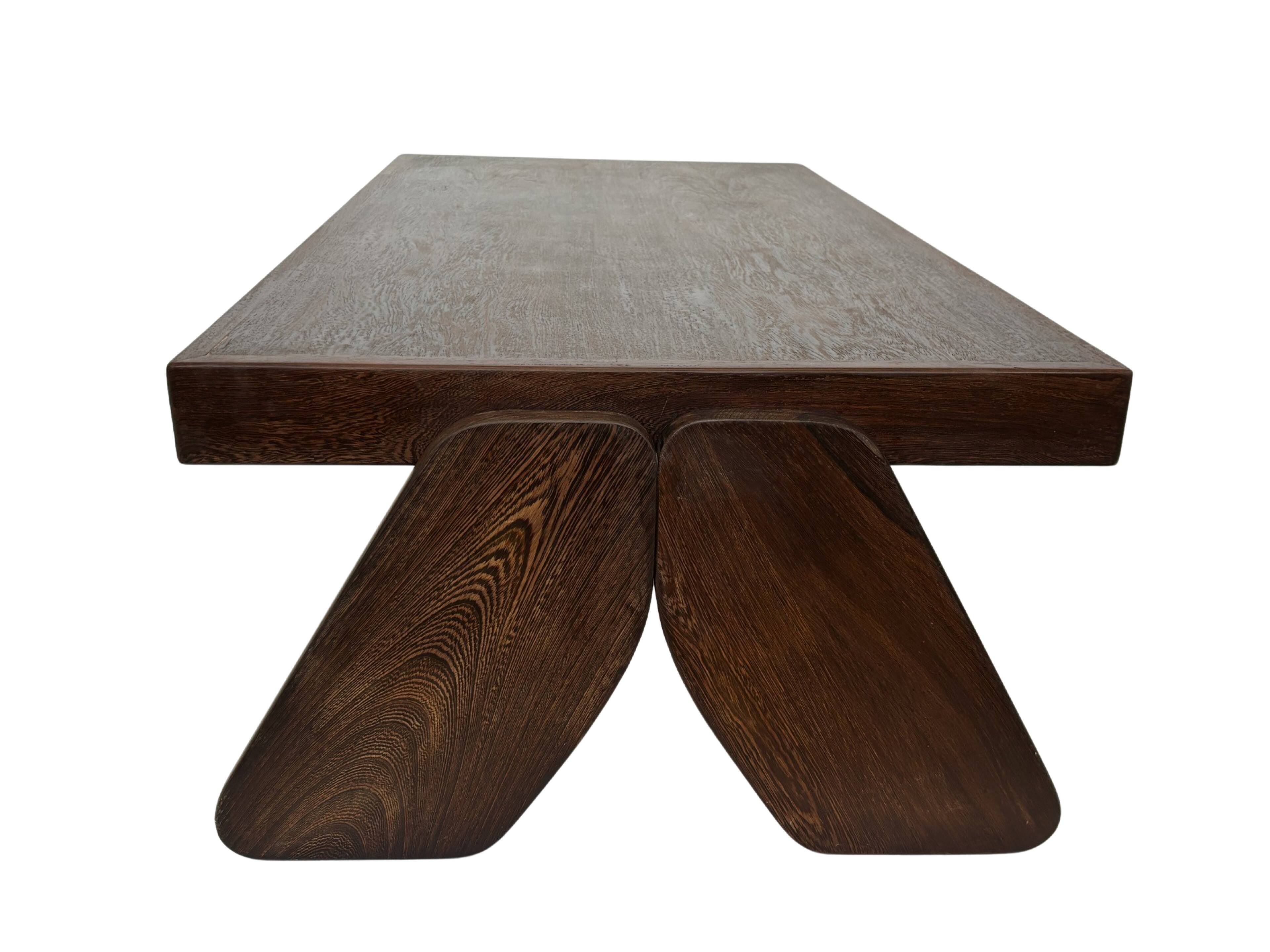 Vintage Coffee Table Wengé Brutalist Postmodern 70's Design
