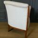 Armchair art deco 1930 marquetry fabric white cream foliage decoration