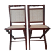 Folding wooden chairs and cannage