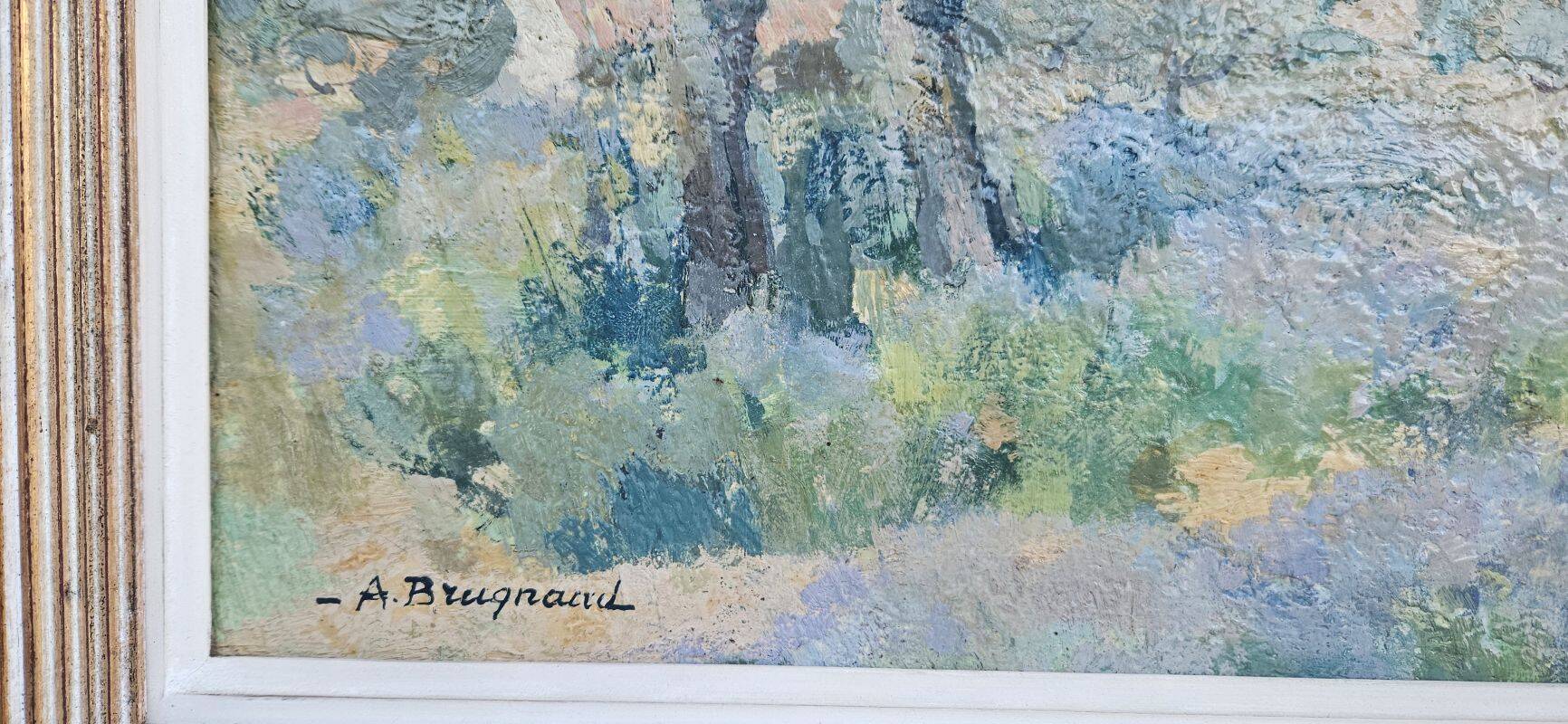 Armand Brugnaud - Oil on Panel Rousset Seen from the Lavender Fields