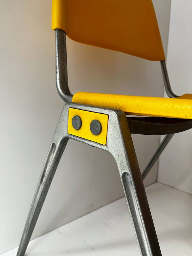 Vintage yellow metal chair Don Albinson for Knoll