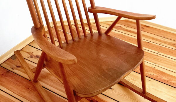 Rocking chair Holesov, Tchécoslovaquie 60s, Vintage, Rétro