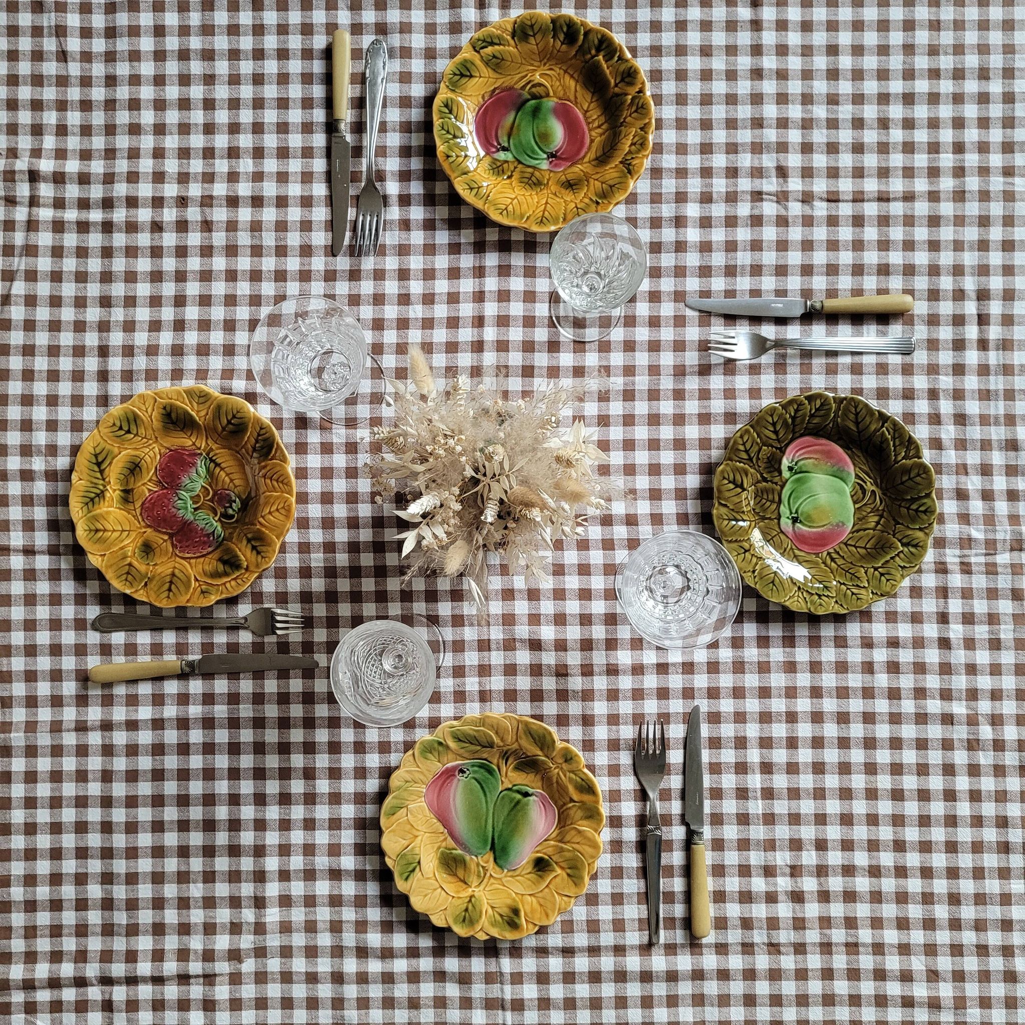 La Redoute x Selency set of 4 Sarreguemines fruit barbotine plates