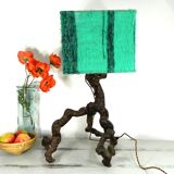 Large wooden lamp of vine stump