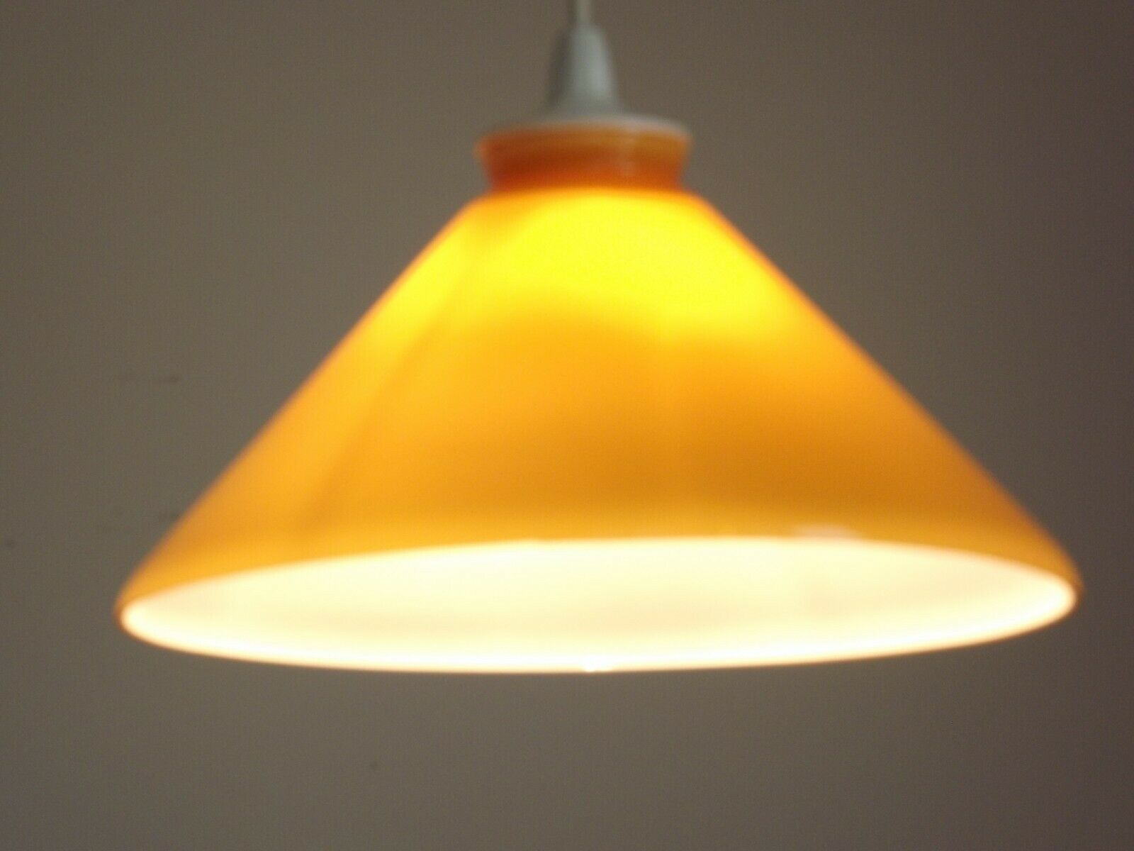 French Vintage Retro Ceiling Light With Round Mustard Yellow Glass Shade
