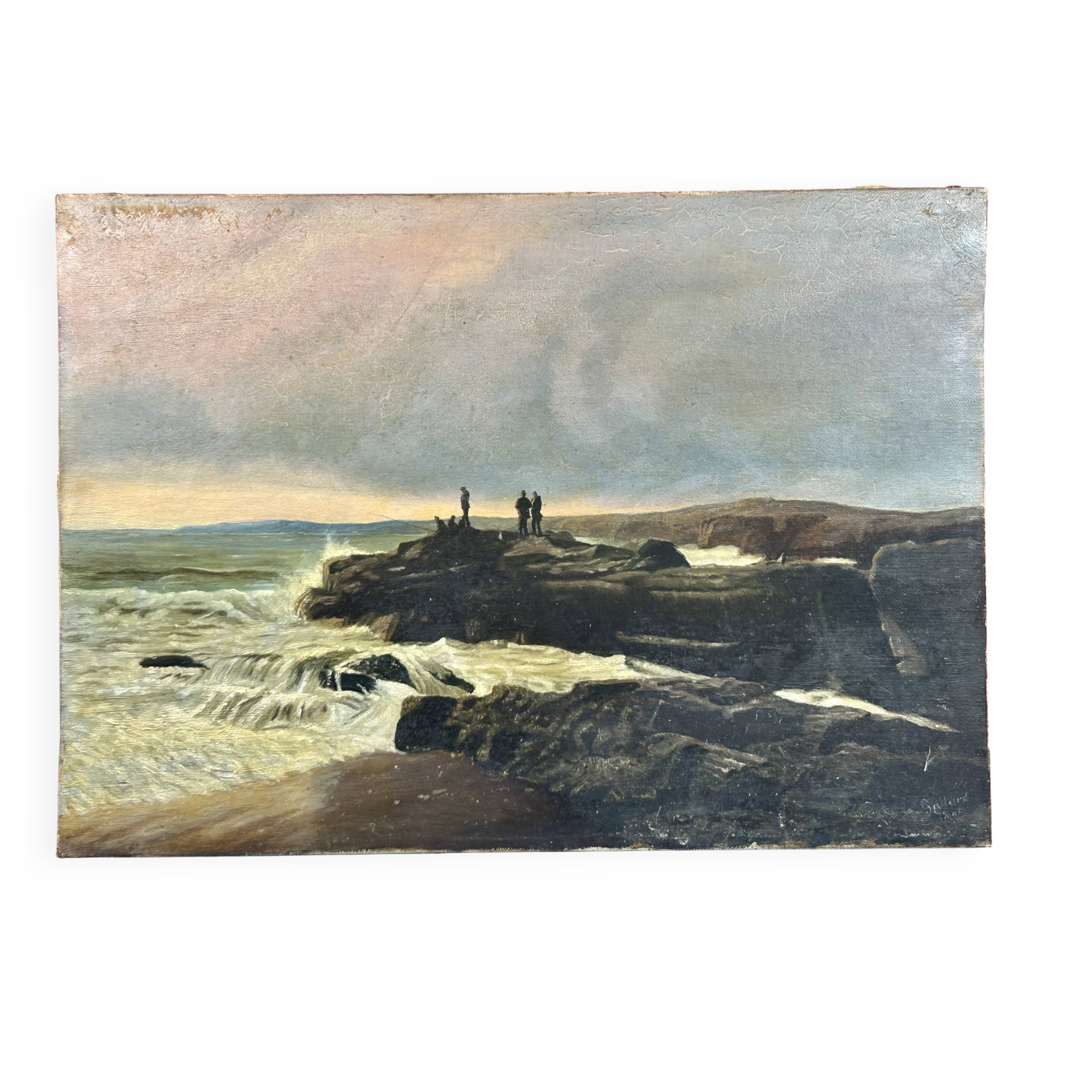Oil on canvas "Côte Bretonne" signed Gallard - 19th century