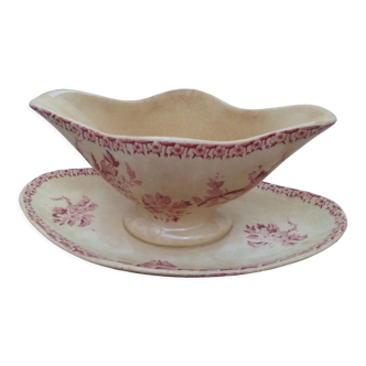 Saucière in iron earth of Gien model Pink hawthorn