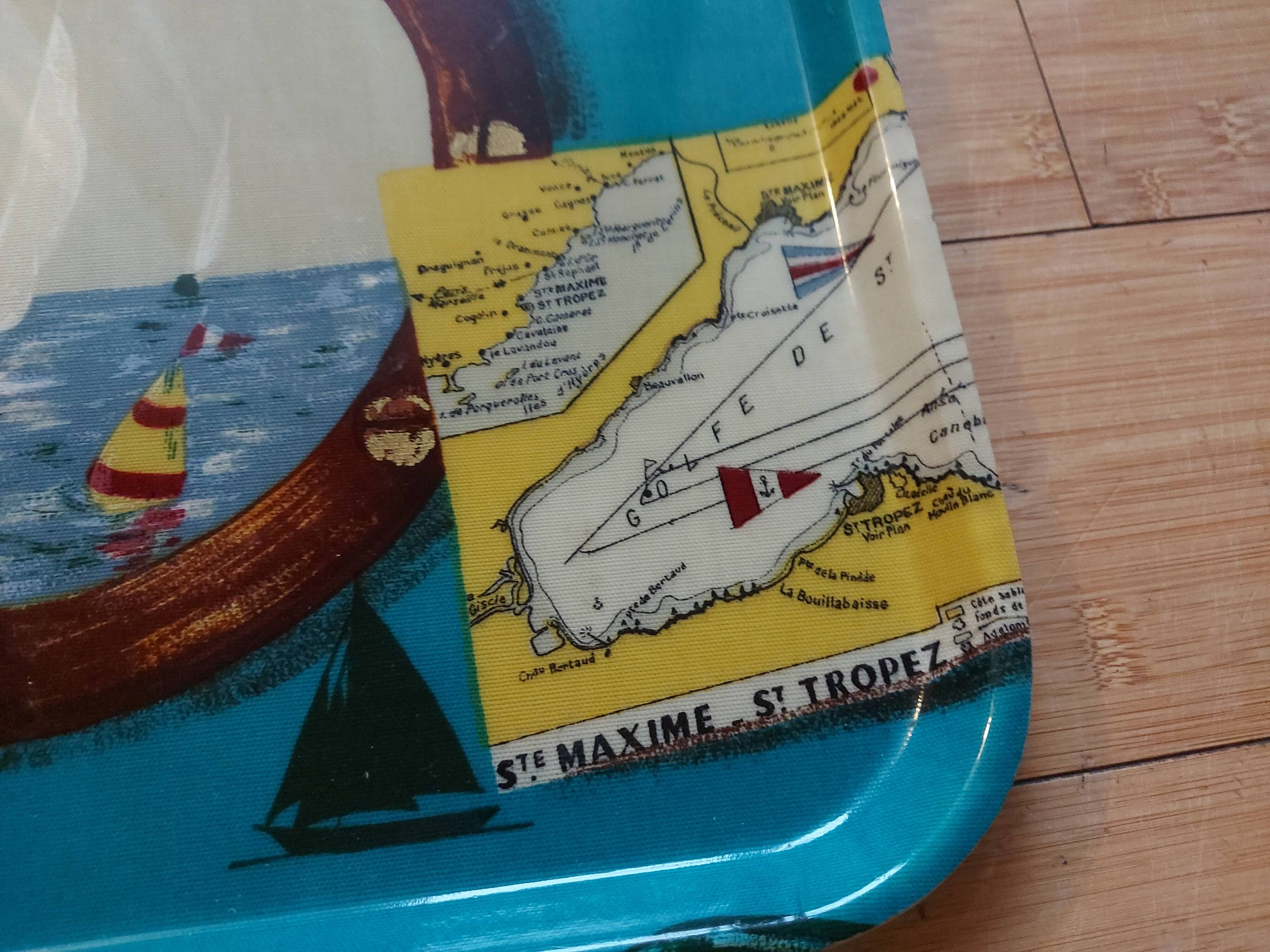 Vintage tray 60's S fiberglass, regatta Saint Tropez, Sainte Maxime