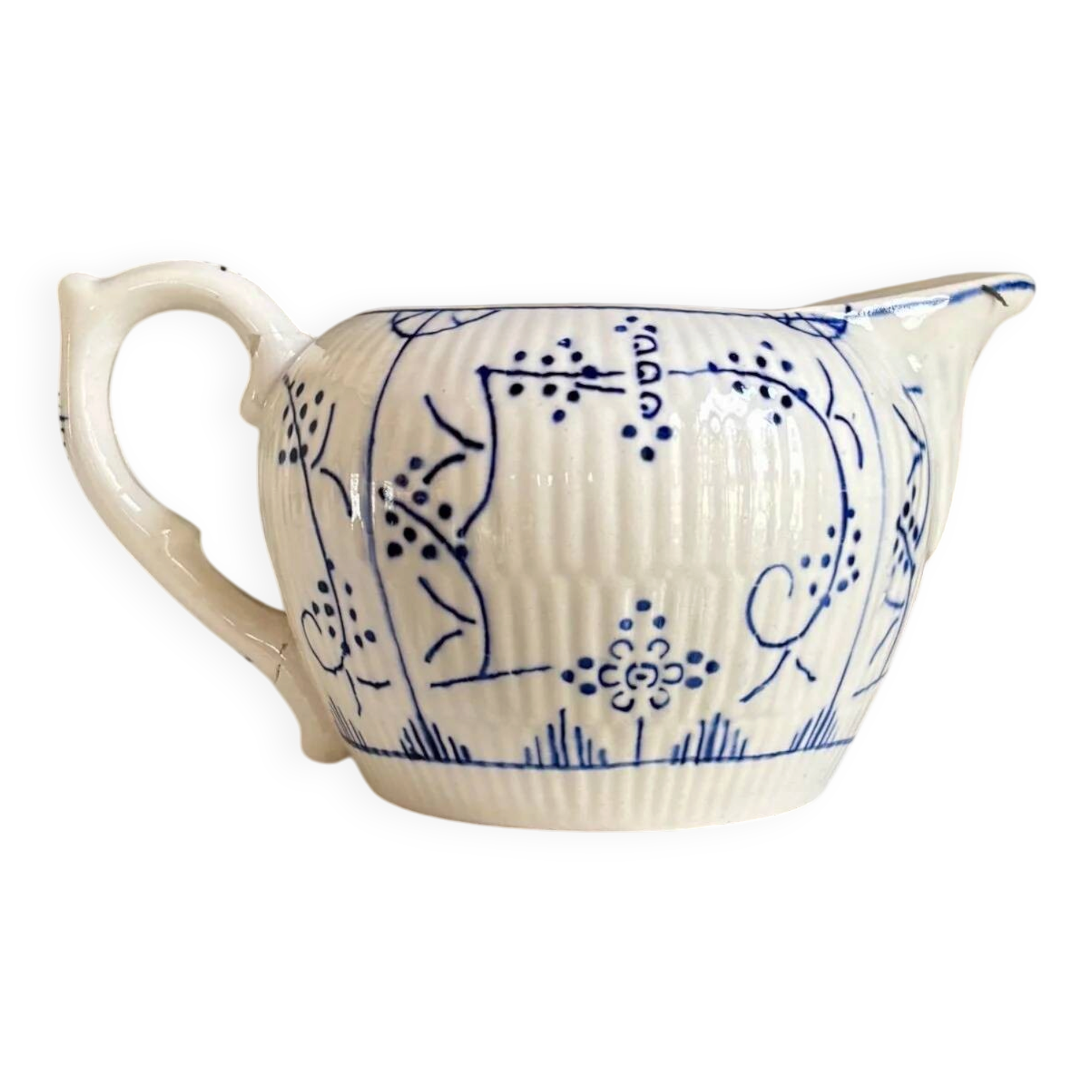 Pot à lait Boch La Louvière en faïence émaillée bleue, service "Copenhague" - années 1920-30