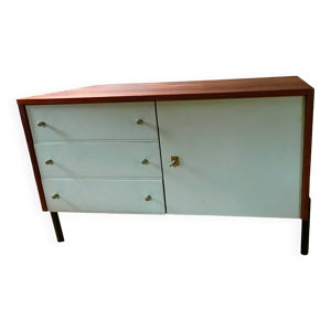 Buffet en teck et laque blanche, 1960