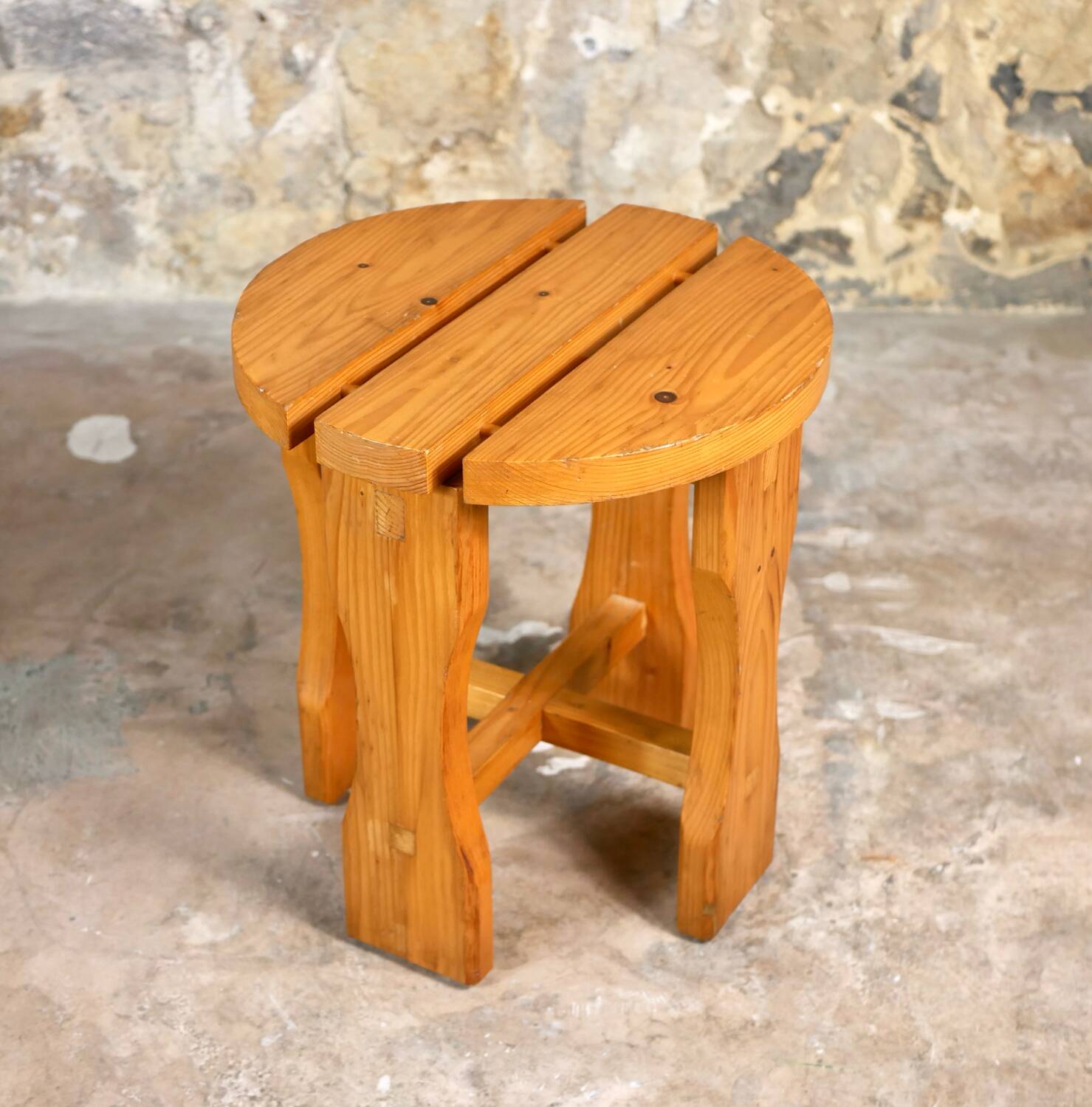 70s pine stool