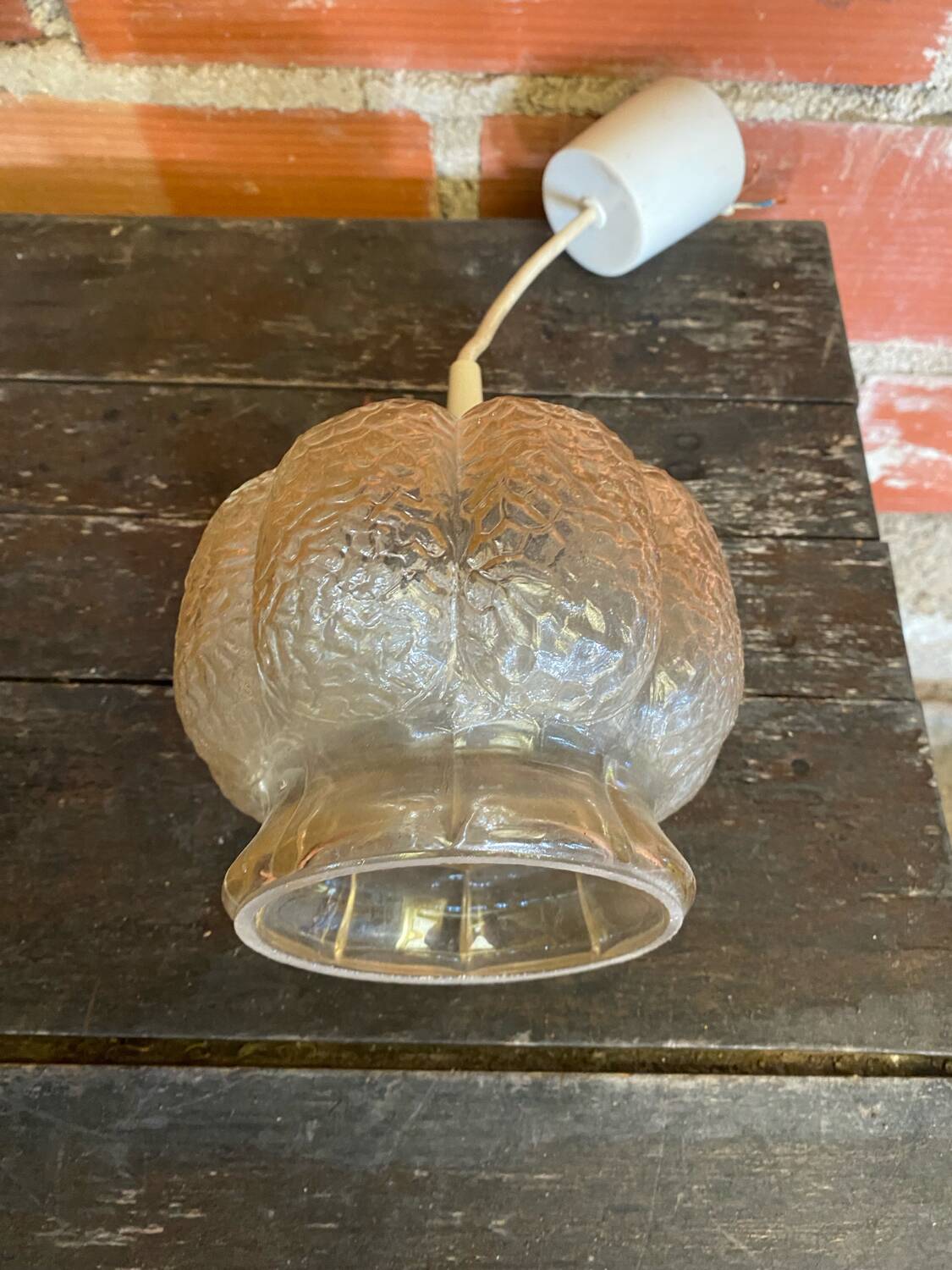 Vintage Transparent Moulded Glass Suspension #D444