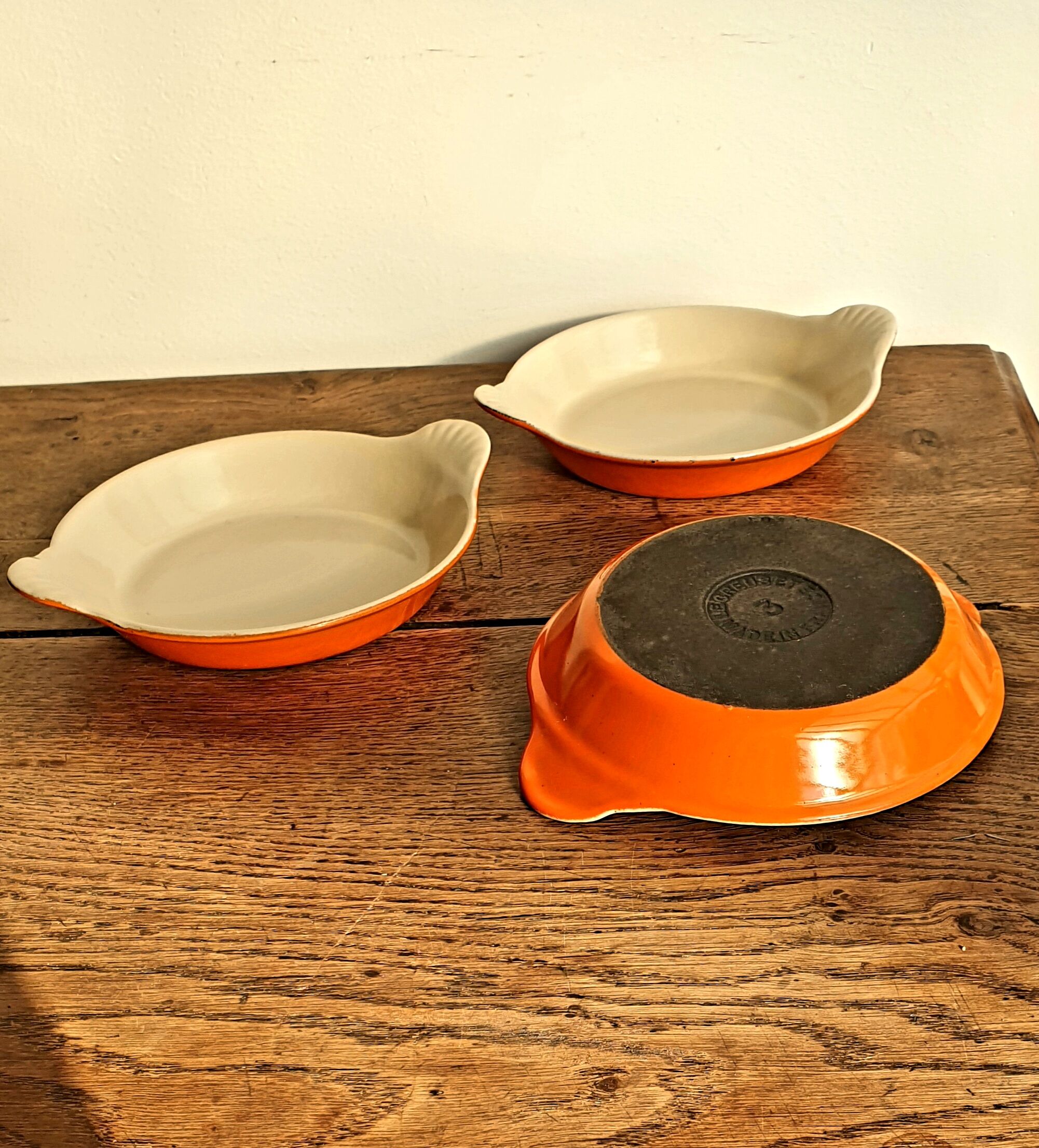 Plat Le Creuset orange vintage 1970 lot x 3