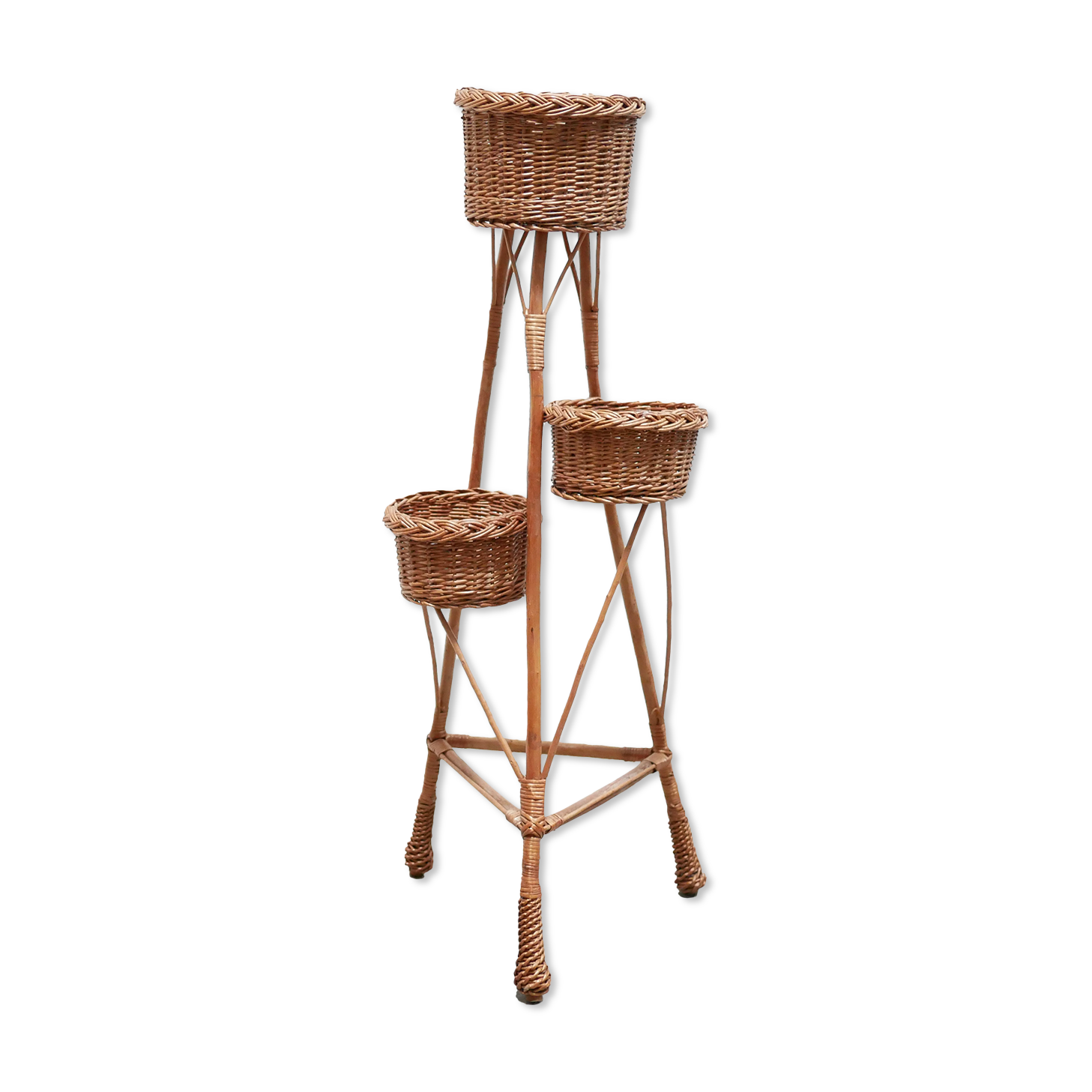 Vintage rattan plant holder