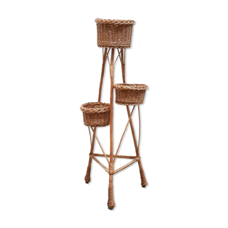 Vintage rattan plant holder