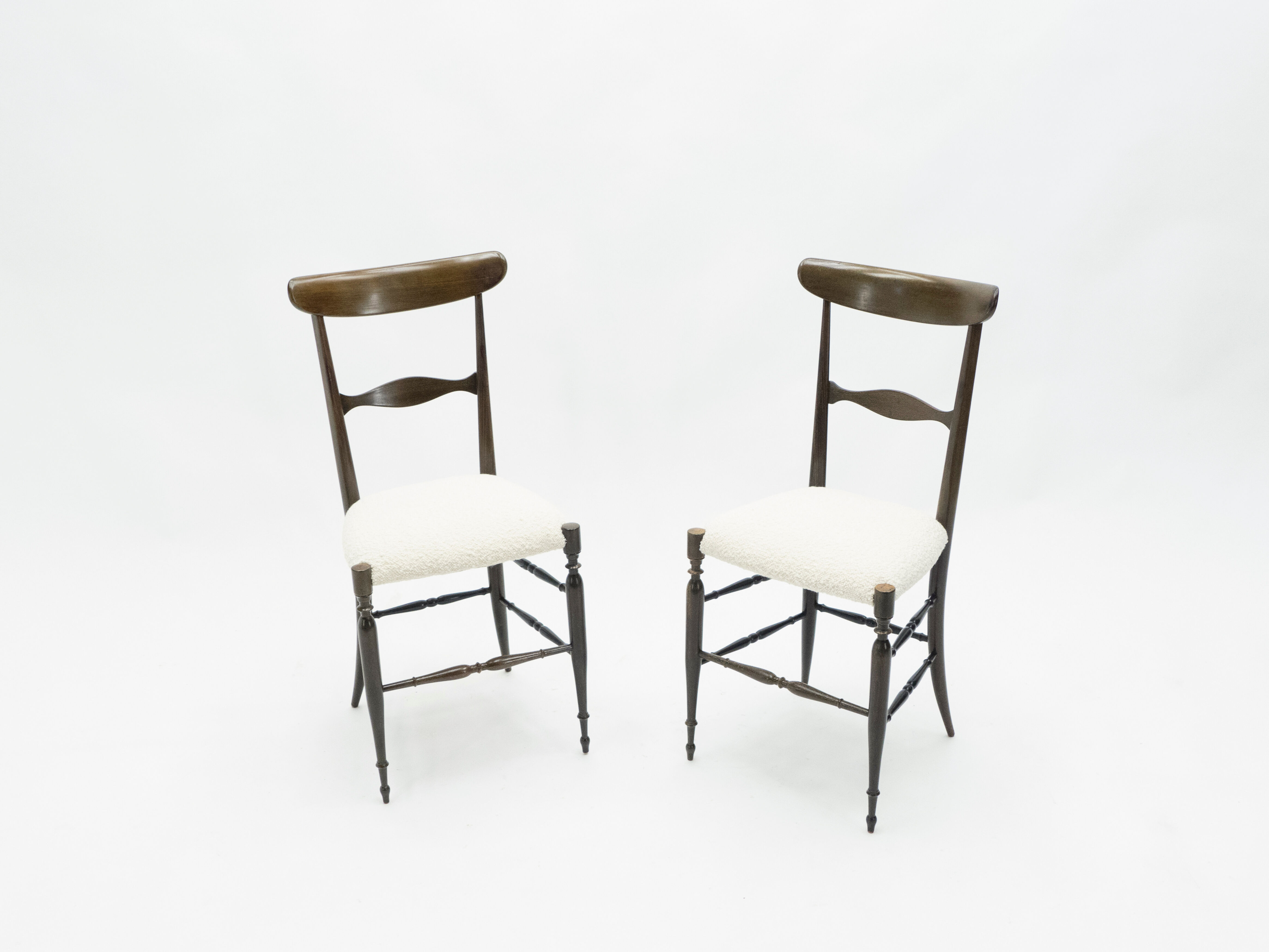 Set of 4 chairs Campanino Chiavari walnut by Fratelli Levaggi 1950