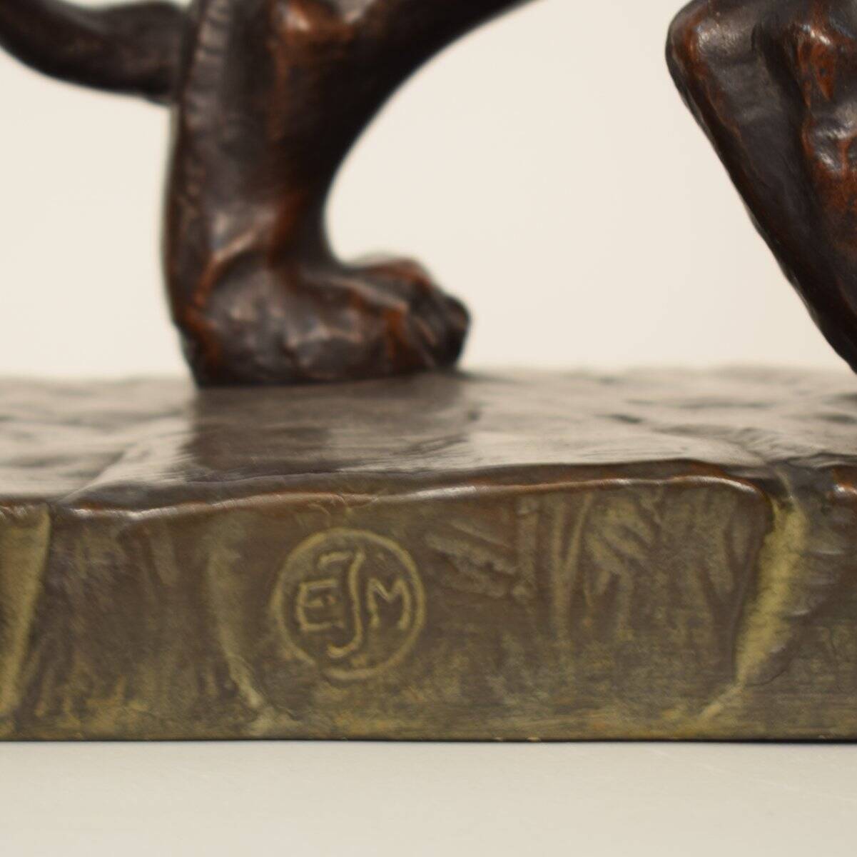 Big German Art Deco Lion Sculpture in Ceramic, Terracotta Copper, 1930