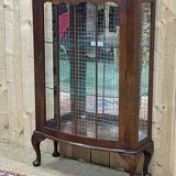 1950s English walnut display cabinet