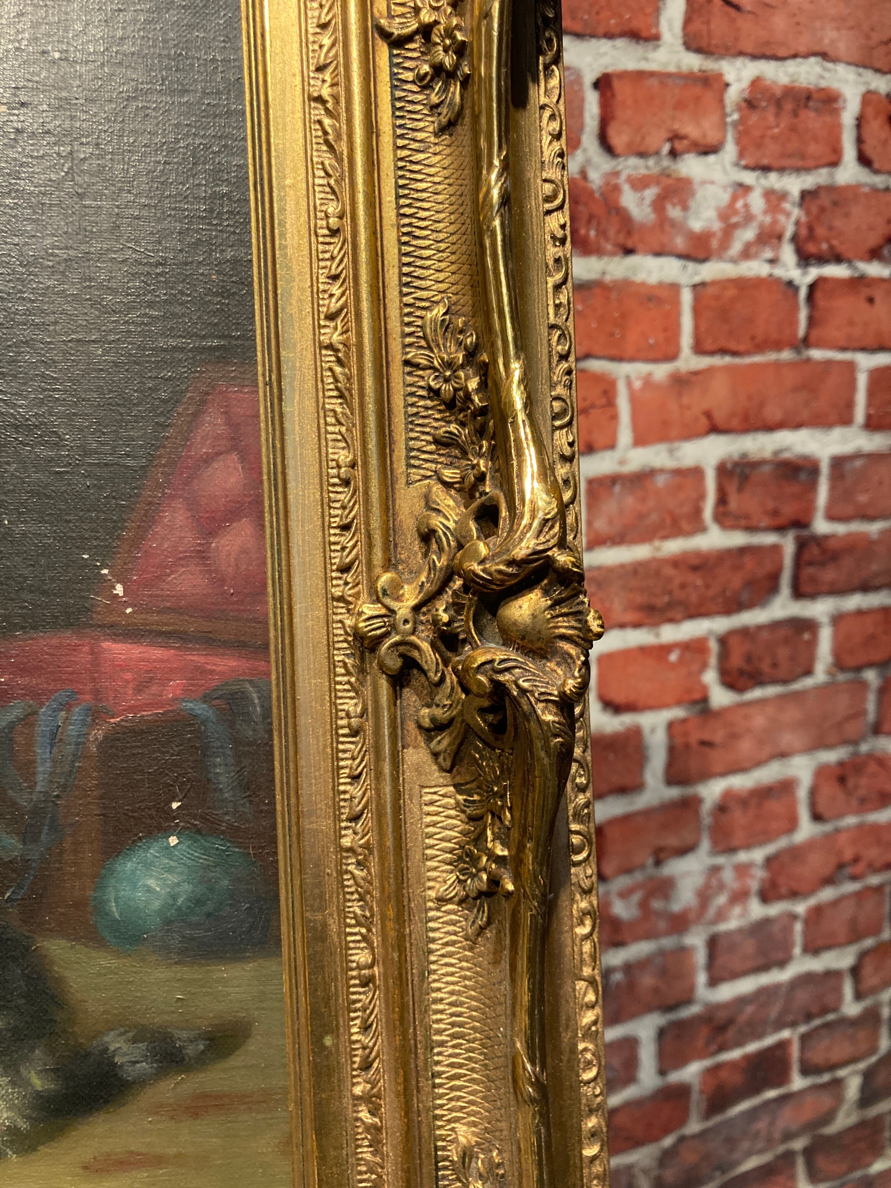 Oil on canvas depicting cats