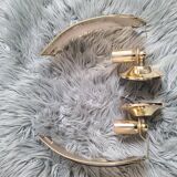 Set of 2 wall lights in gilded brass and opaline glass