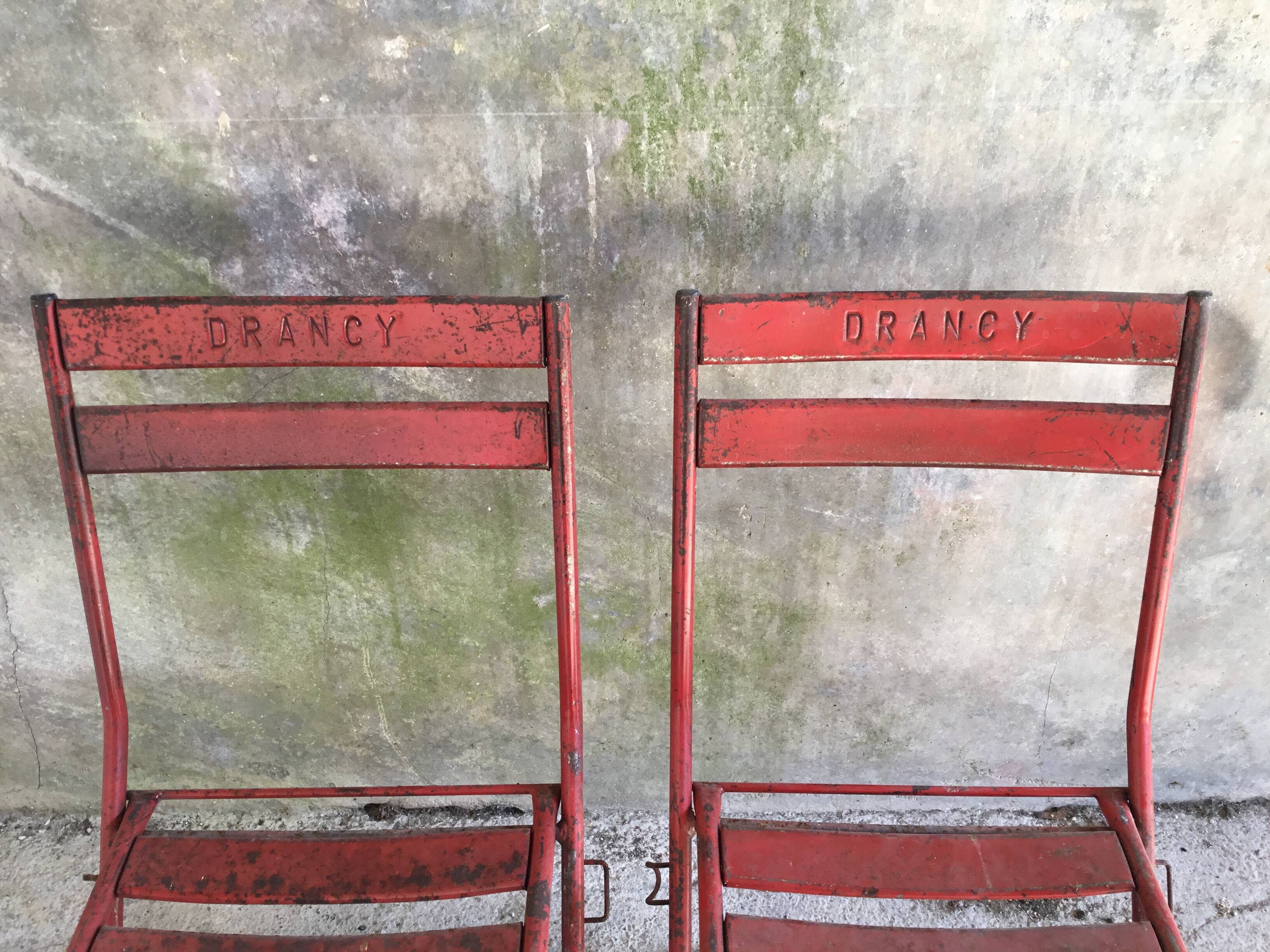 Pair of metal folding chairs Drancy - vintage 1950s
