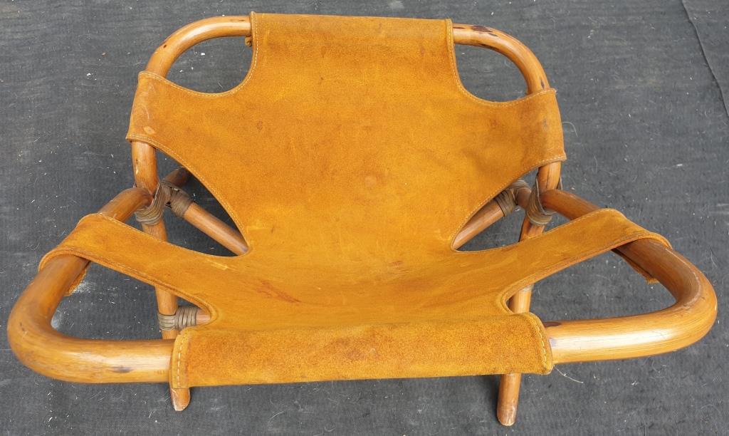 Armchair 1960 bamboo and suede leather