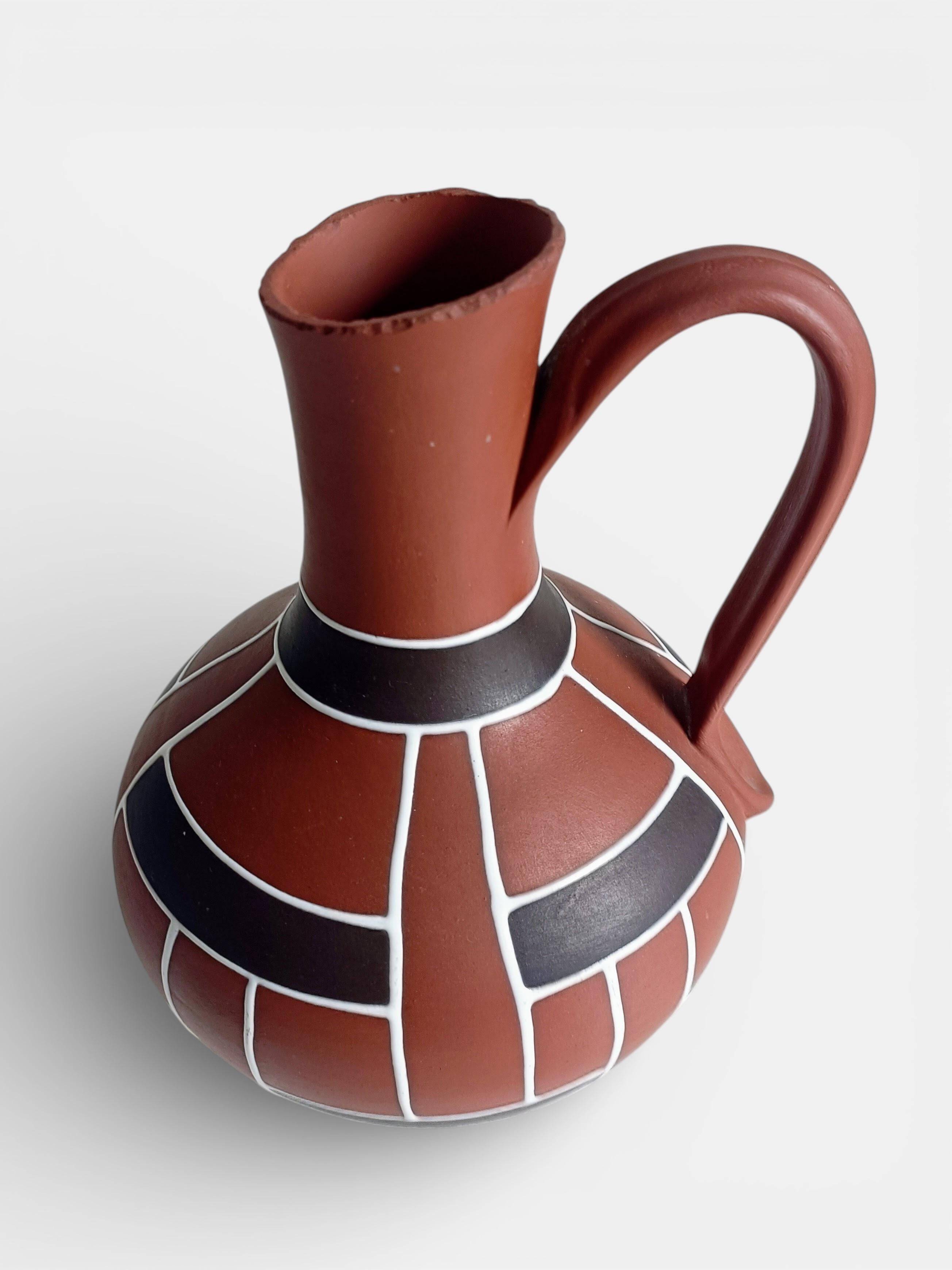 Mid-Century Modern Terracotta Pitcher by AKRU, West Germany, 1950s
