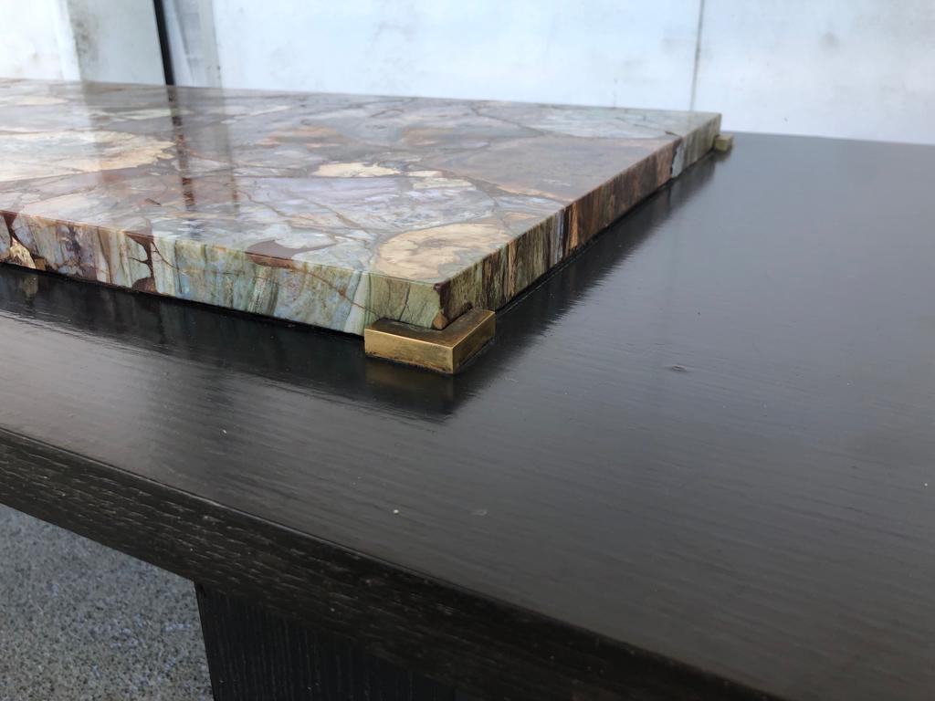 Coffee table with petrified wood top