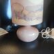 Ceramic lamp and its painted silk lampshade, circa 1970