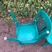 Set of 4 green bistro chairs
