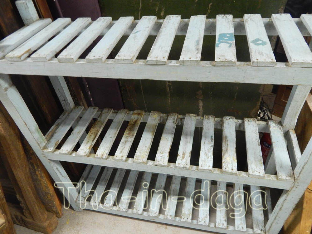 Old Turquoise storage shelf 108x31x108cm shabby chic India