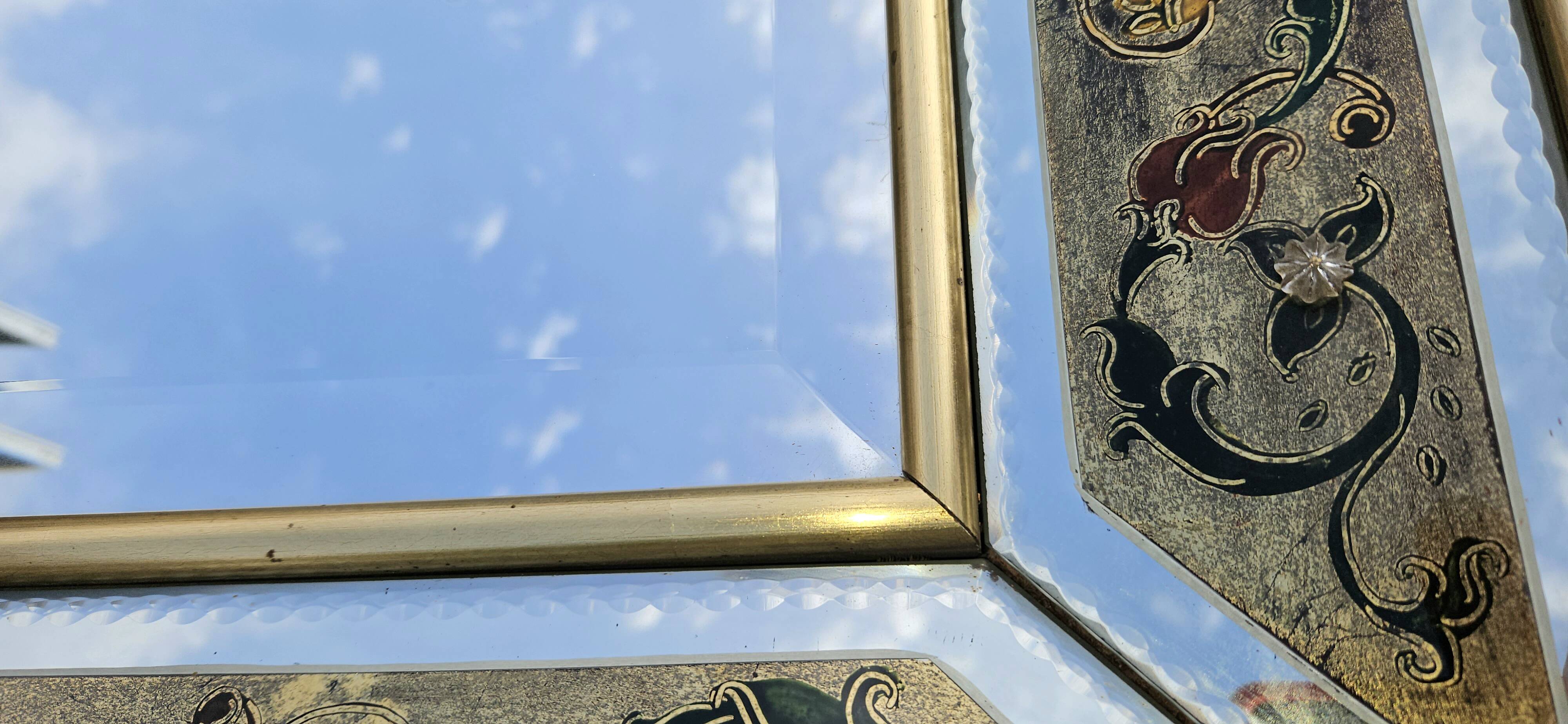 Miroir De Venise avec verre gravé decor floral